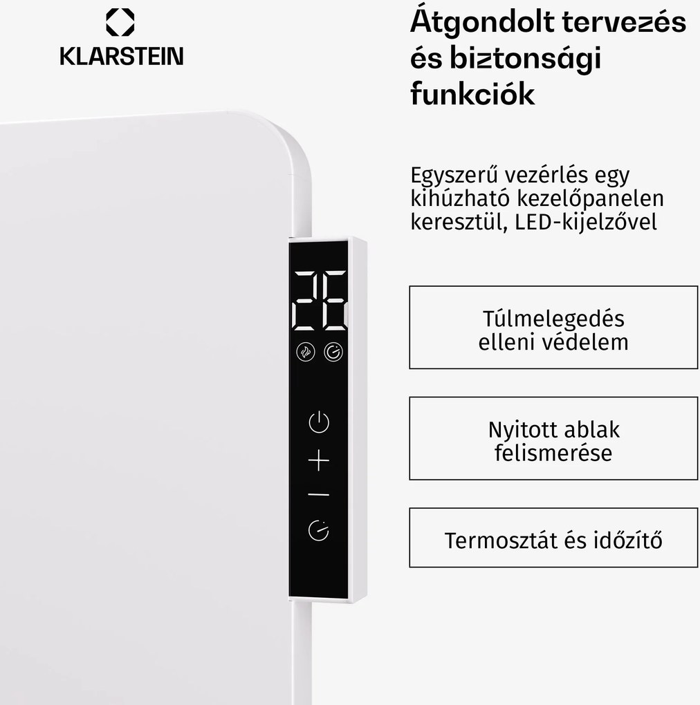 Klarstein Wonderbeam hibrid infravörös fűtőtest | 650 W | 6–12 m² | Modern kialakítás | 60x84 cm