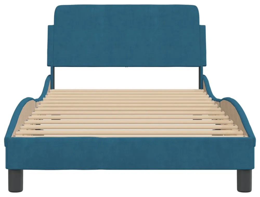 kék bársony ágykeret fejtámlával Dover 100x200 cm