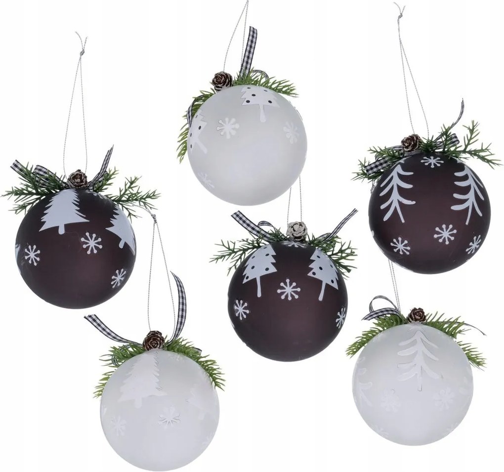 Boltze Karácsonyfadísz szett 8 cm 6 db 3xfekete 3xfehér karácsonyfadísz