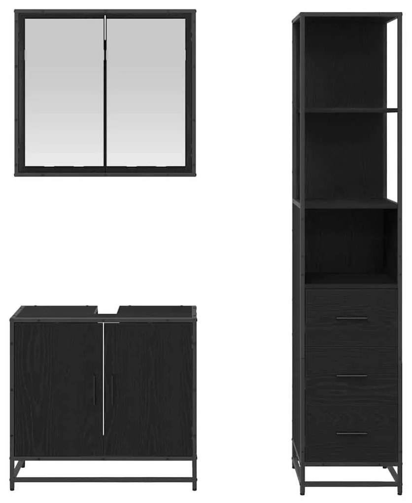 Fürdőszoba bútor szett 3 pcs Musta tammi 65 x 33 x 60 cm