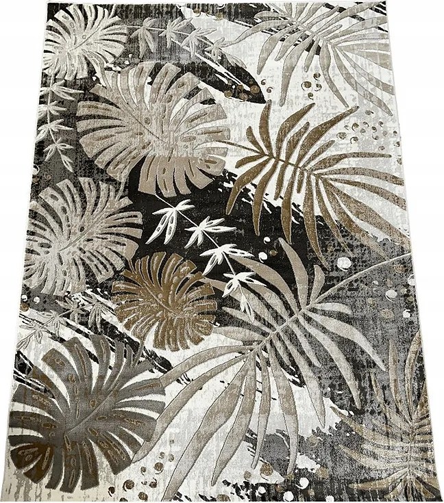 Szőnyeg 160x220 Bézs Modern Nappali Hálószoba Levelek Divatos Minőség