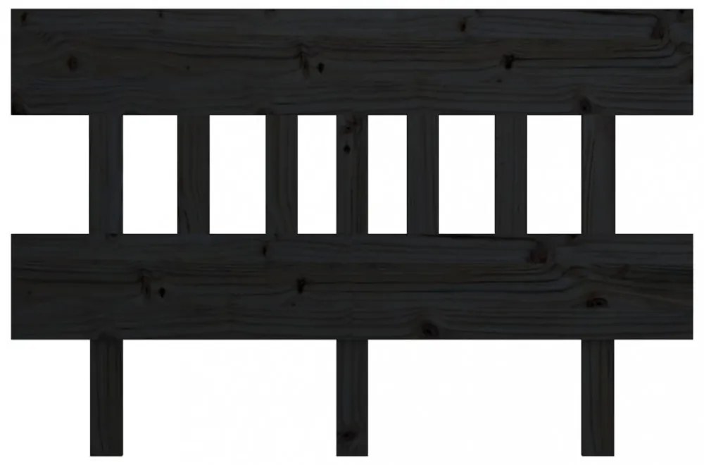 fekete tömör fenyőfa ágyfejtámla 123,5x3x81 cm