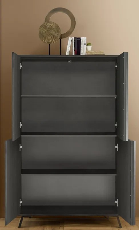 CITY négyajtós komód fekete, laminált vázzal és előlapokkal