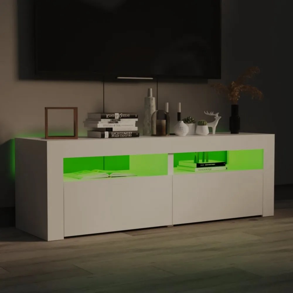 fehér TV-szekrény LED-lámpákkal 120 x 35 x 40 cm