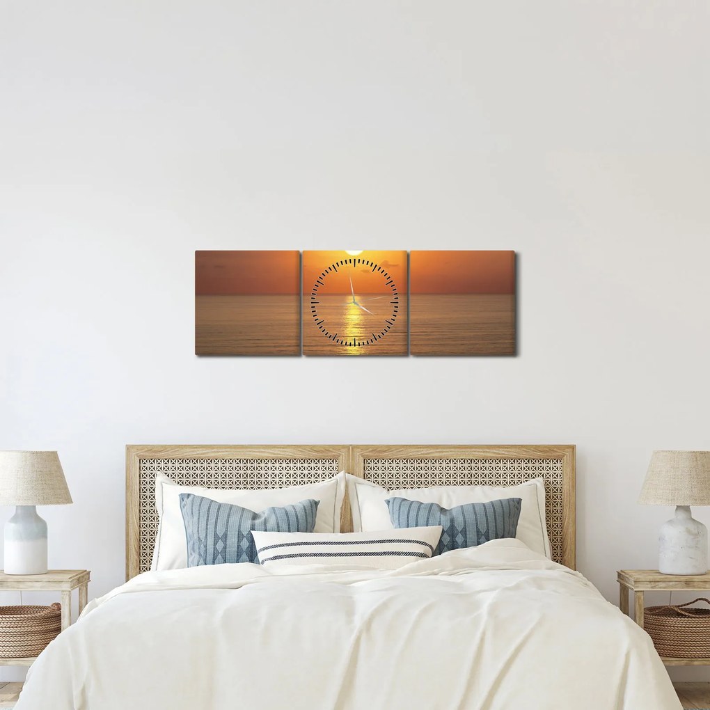 Kép - Naplemente az óceán felett (órával) (90x30 cm)
