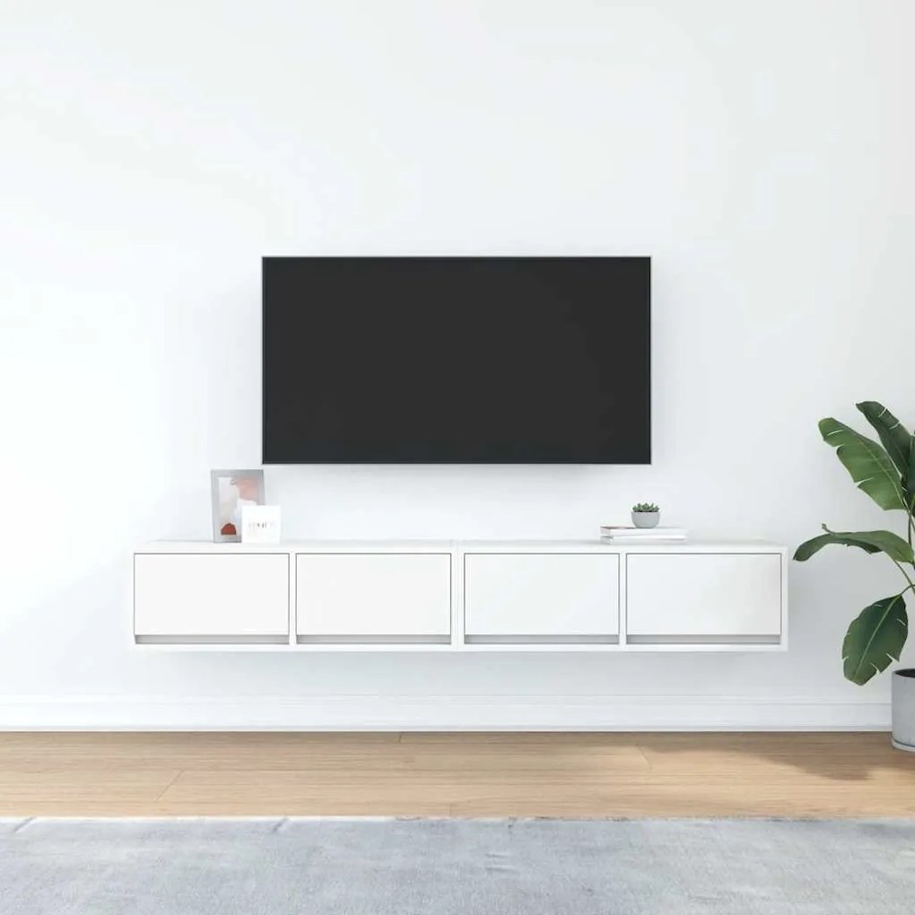 2 db fehér szerelt fa TV-szekrény 80x31x25,5 cm