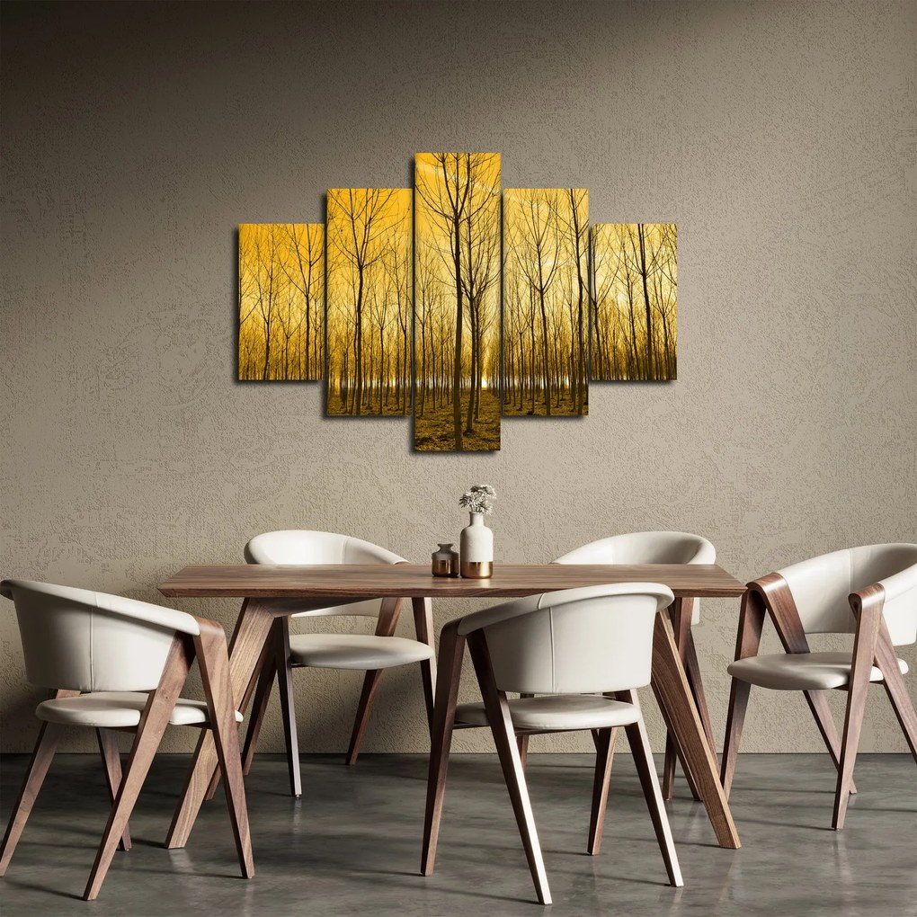 Egy erdő naplementekor képe (150x105 cm)