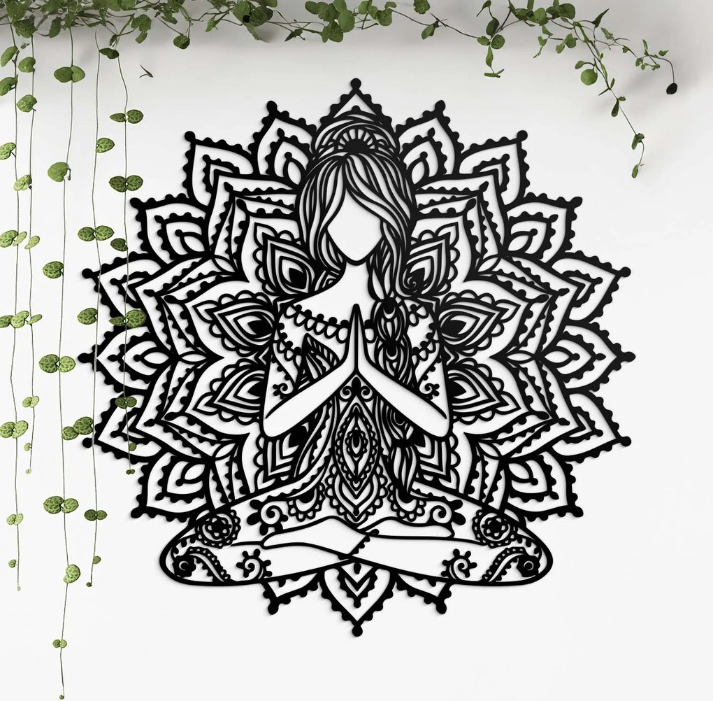 DUBLEZ | Fali boho mandala - Jógázó hölgy | Fali kép