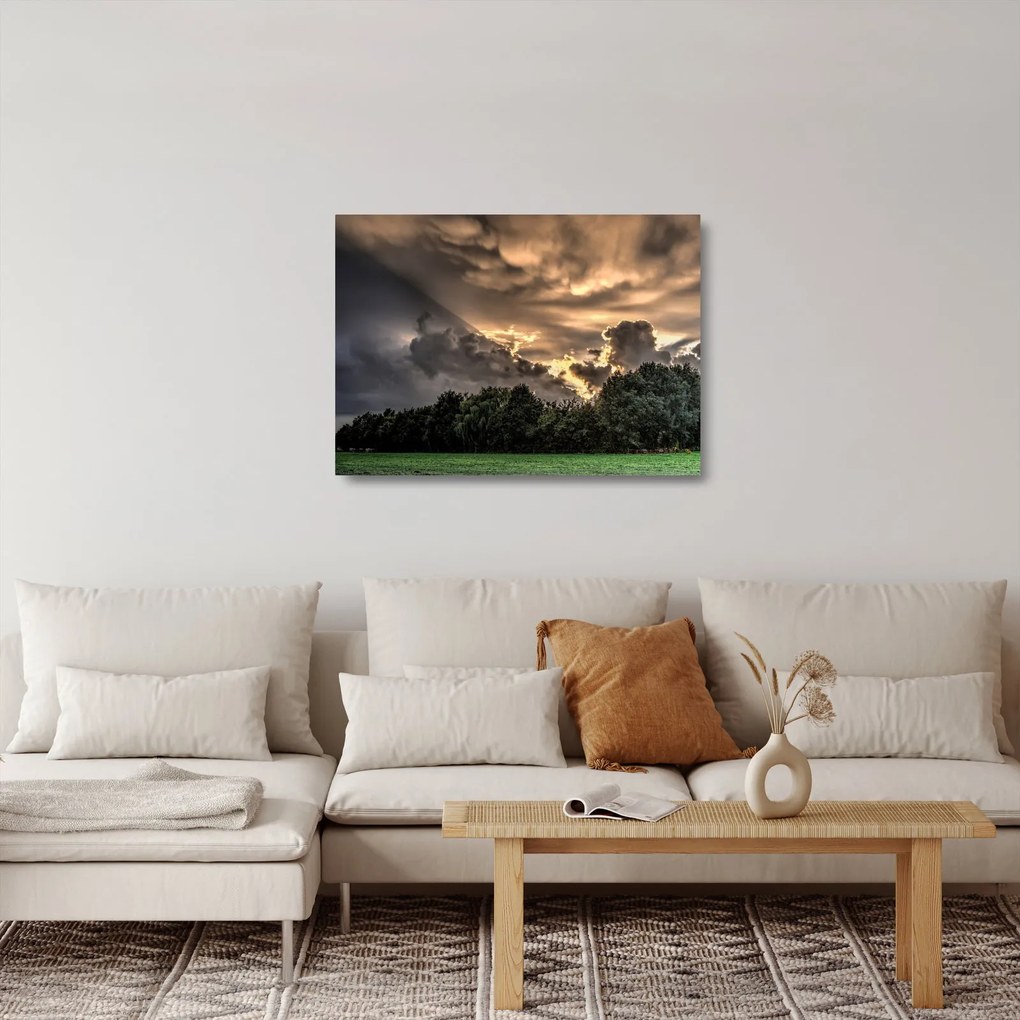 A felhők és az erdő képe (üvegen) (70x50 cm)