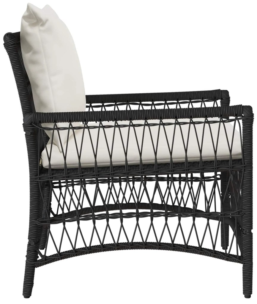 vidaXL Kerti Szék párnával Fekete 73 x 61 x 77 cm polirattan