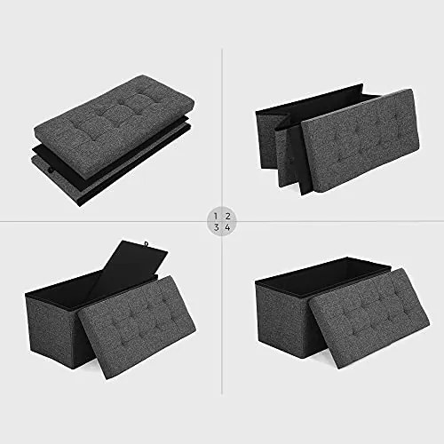 SongmicsHome OTO tárolós puff, 76x38x38cm, antracit