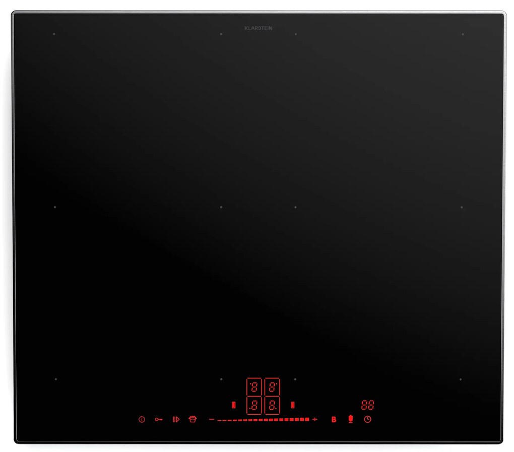 Klarstein NanoGlow indukciós főzőlap, 4 főzőlap, flexi zónák, booster, nano bevonat