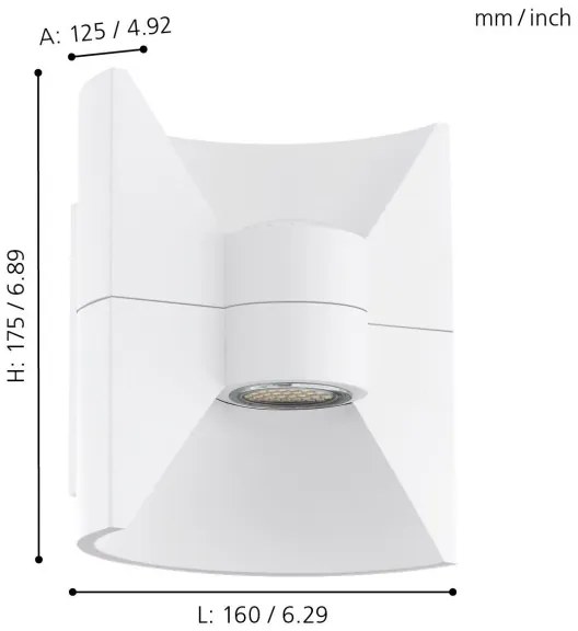 Eglo 93367 -LED kültéri fali lámpa REDONDO fehér 2xLED-SMD/2,5W/230V IP44