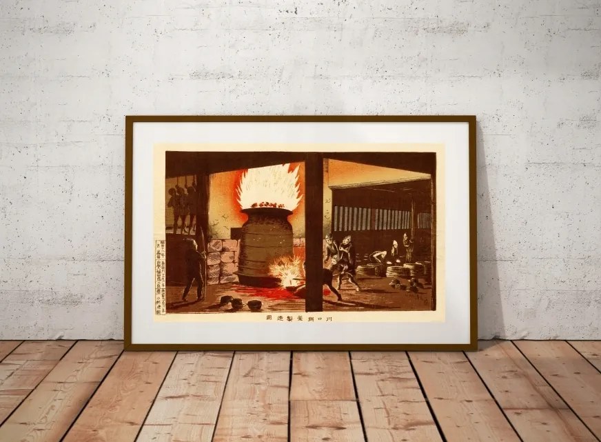 Japán Fa Kobayashi Kiyochika 1879 méret 50x30cm