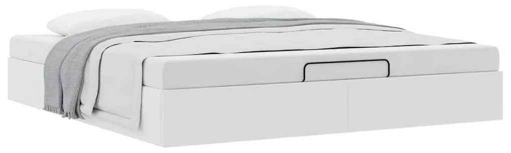 Ottomán ágykeret matrac nélkül fehér 200x200 cm műbőr