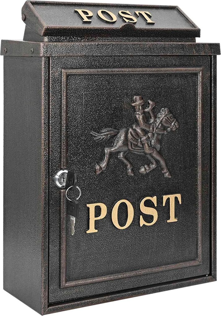 vidaXL Fali Postafiók tárolóval Bronz 29 x 13 x 41 cm Öntött alumínium