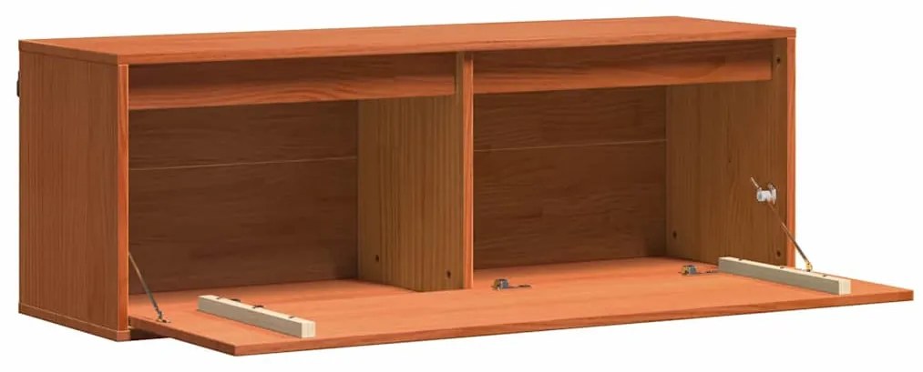 Fali Szekrény ajtóval Viaszbarna 100 x 30 x 35 cm Tömör fenyőfa