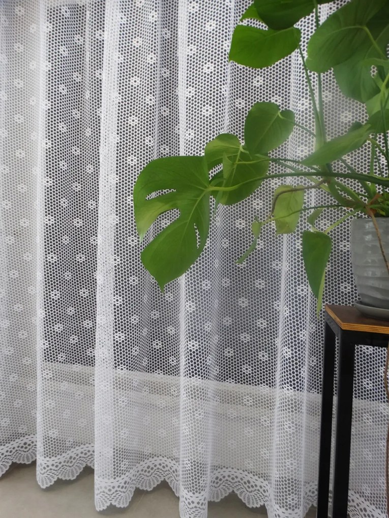 Mg Függöny 36215 méhsejt virág Fehér 250x250cm Kész Szalaggal M