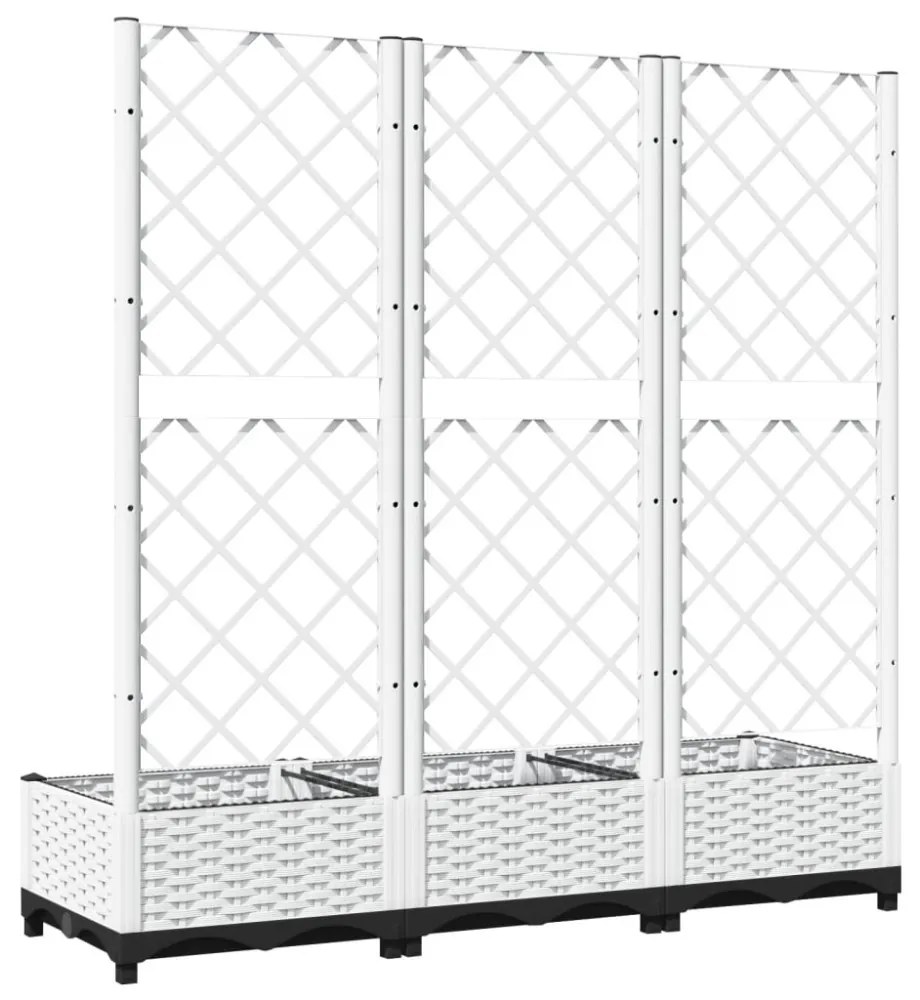 fehér polipropilén rácsos kerti ültetőláda 120 x 40 x 121,5 cm
