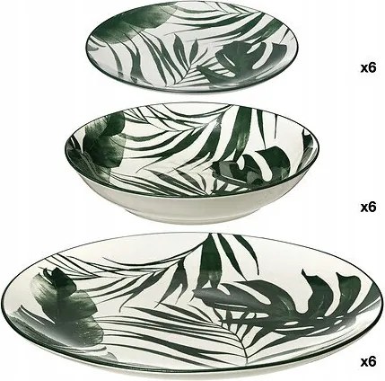 Palme étkészlet 18 részes fehér/zöld