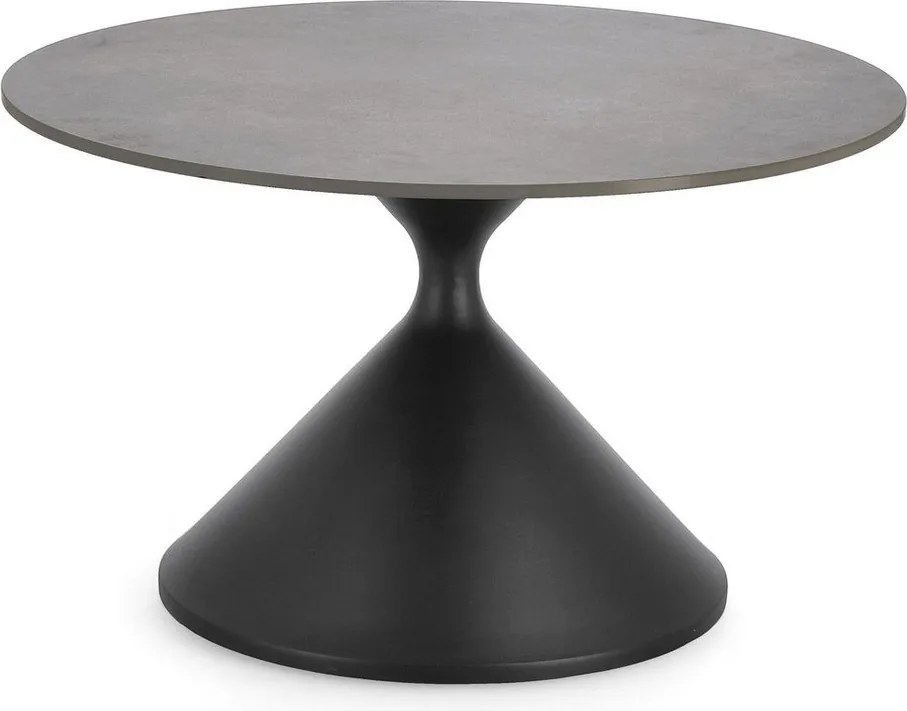 Fekete kerek dohányzóasztal márvány dekoros asztallappal ø 70 cm Joona – Bizzotto