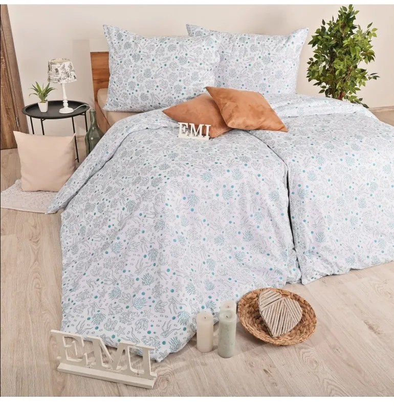 EMI Sea türkiz pamut ágyneműhuzat, A standard egyszemélyes ágy szett tartalma: 1x 140x200 + 1x 70x90
