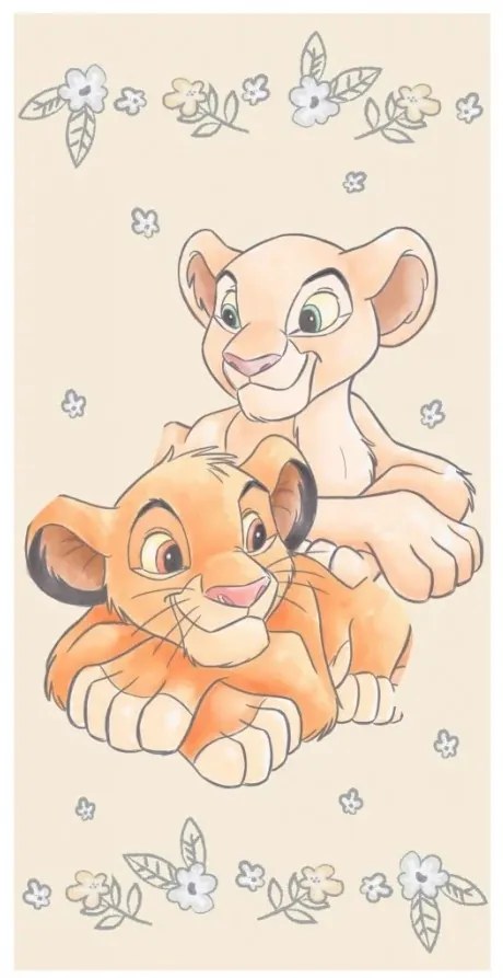 Disney Az Oroszlánkirály Simba & Nala fürdőlepedő, strand törölköző Yellow 70*140cm