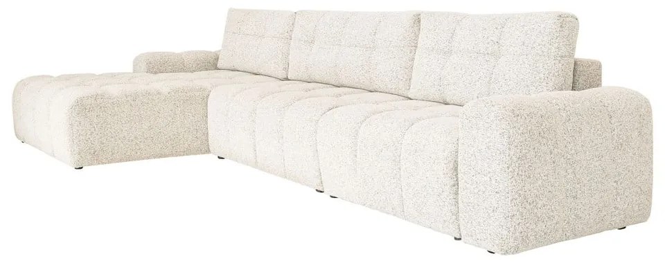 Krémszínű kinyitható tárolóhelyes moduláris sarokkanapé (bal oldali) Lulu – Miuform