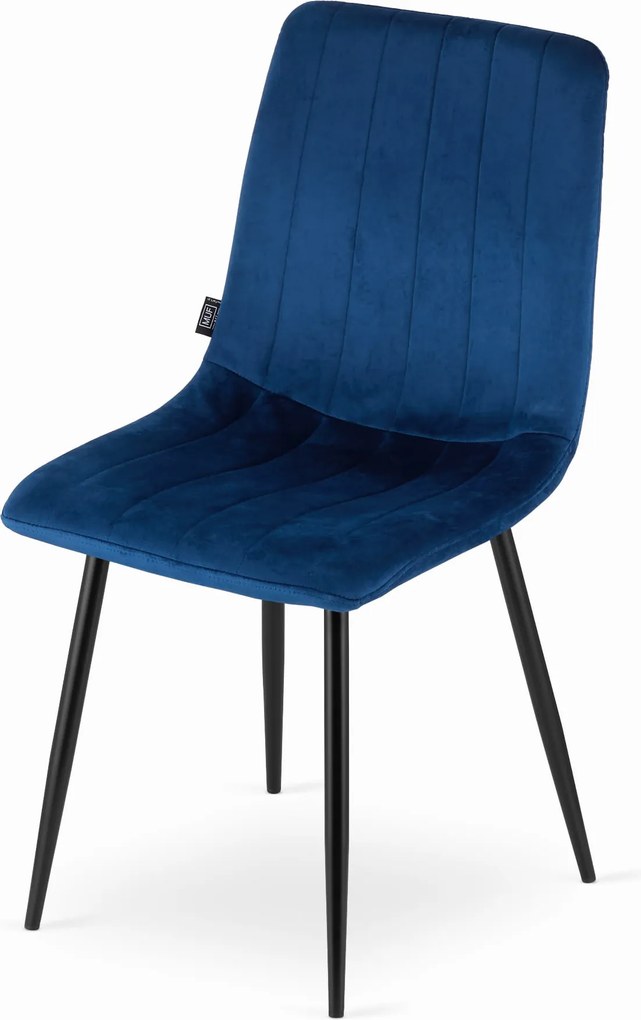 AKCIÓ Kék bársony szék LAVA fekete lábakkal II. osztályú