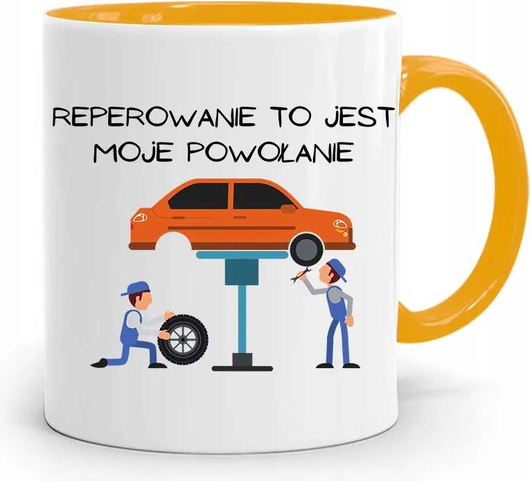 Sárga Bögre Mechanika Javítás Hivatásom fényképes nyomtatással