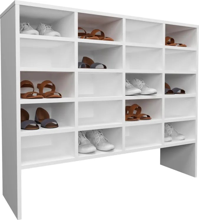 Tisso 20 polcos cipősszekrény, Fehér, 104 x 30 x 100 cm