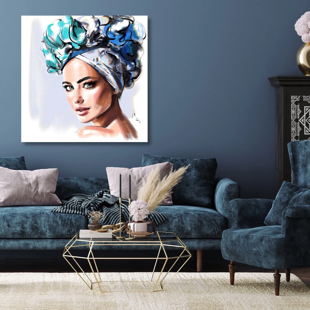 Gario Vászonkép Portré gyönyöru no kék szemek - Irina Sadykova Méret: 60 x 60 cm