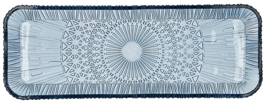 Kék üveg szervírozó tányér 14x38 cm Kusintha – Bitz