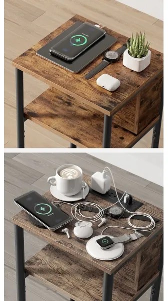 ROD kisasztal beépített fiókokkal és USB-csatlakozókkal barna/fekete