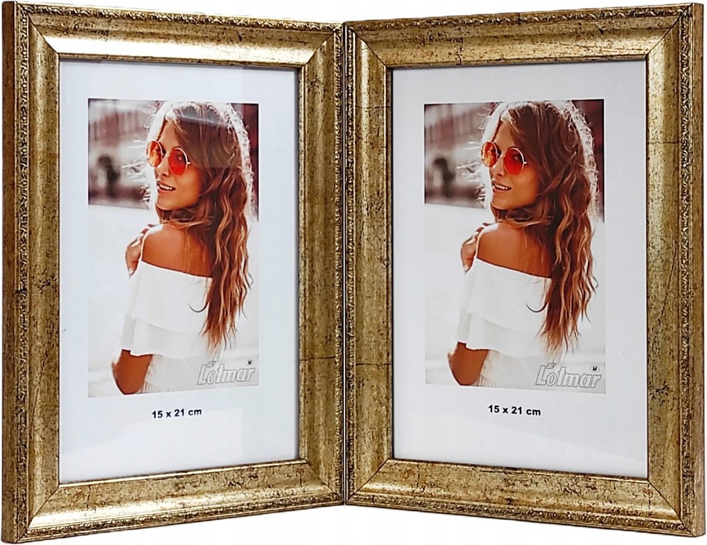 Veneto multikeretes fotógaléria 15x21 cm Dupla függőleges/függőleges Arany
