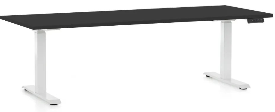 Állítható magasságú asztal OfficeTech C, 200 x 80 cm, fehér alap, fekete