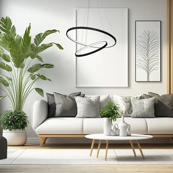 LED Csillár zsinóron HOOP LED/51W/230V átm. 60 cm 4000K fekete