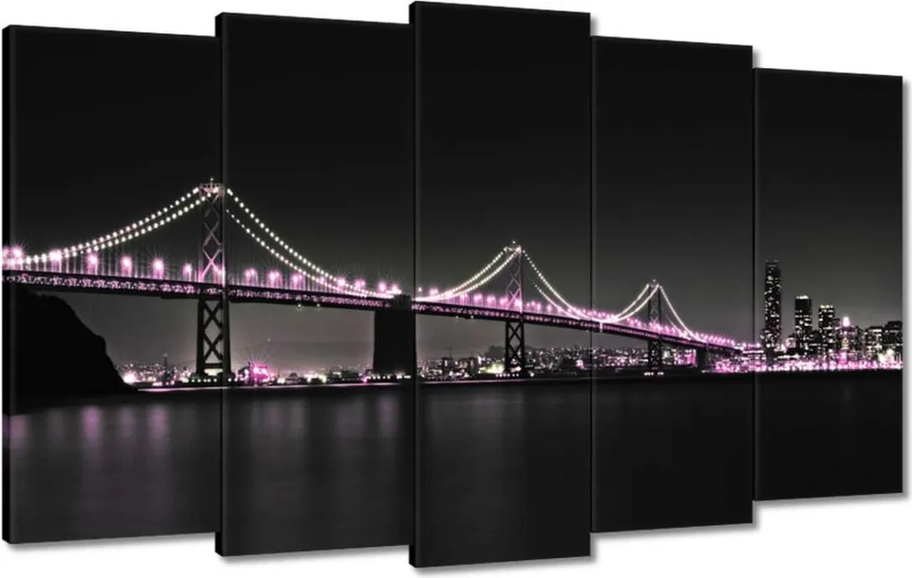 Vászonkép 100x60 Híd Lila fények