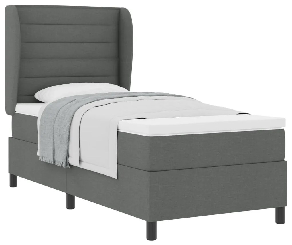Boxspring Ágy Matrac Kárpitozott Szürke színben, 90x190 cm