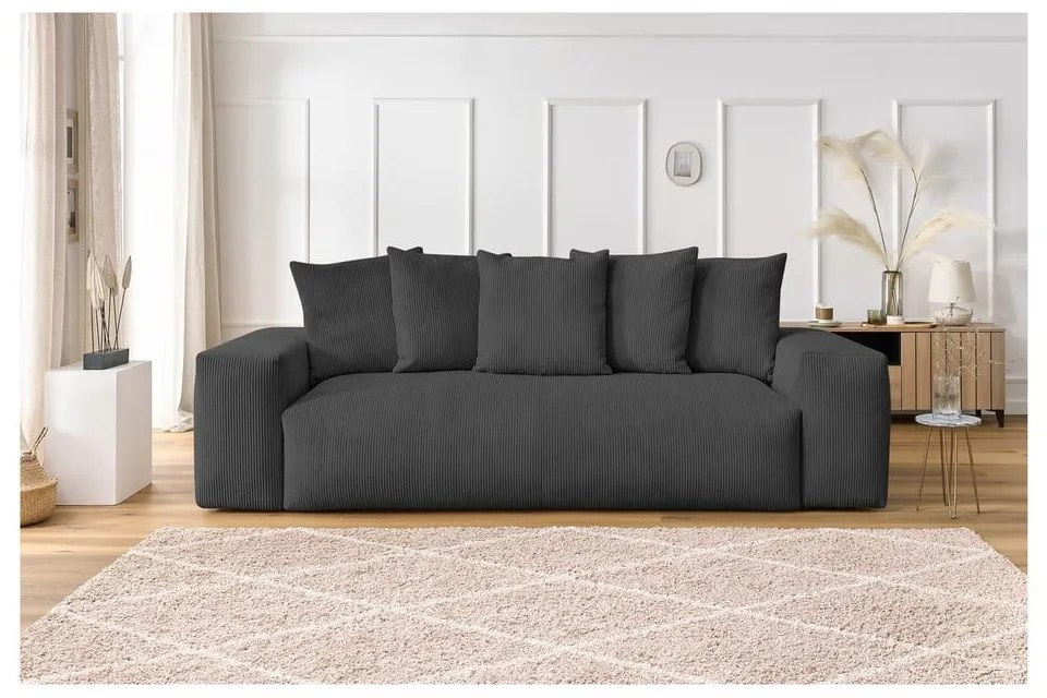 Szürke kordbársony kanapé 280 cm Voltaire – Bobochic Paris