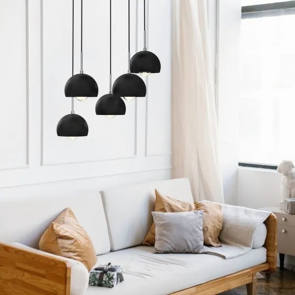 Csillár zsinóron COOL 5xE27/60W/230V fekete