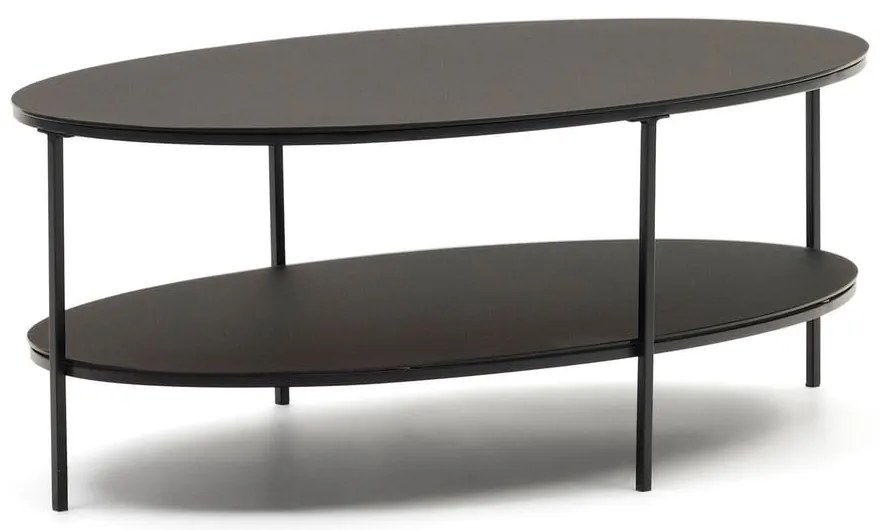Fekete dohányzóasztal üveg asztallappal 65x110 cm Fideia – Kave Home