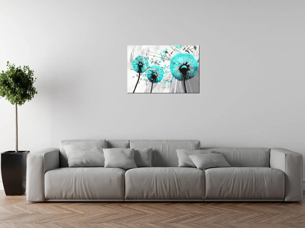 Gario Órás falikép Gyönyöru türkiz pitypangok Méret: 30 x 30 cm