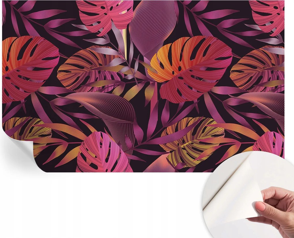 Divatos öntapadós fali tapéta Egzotikus levelek 416x254 cm