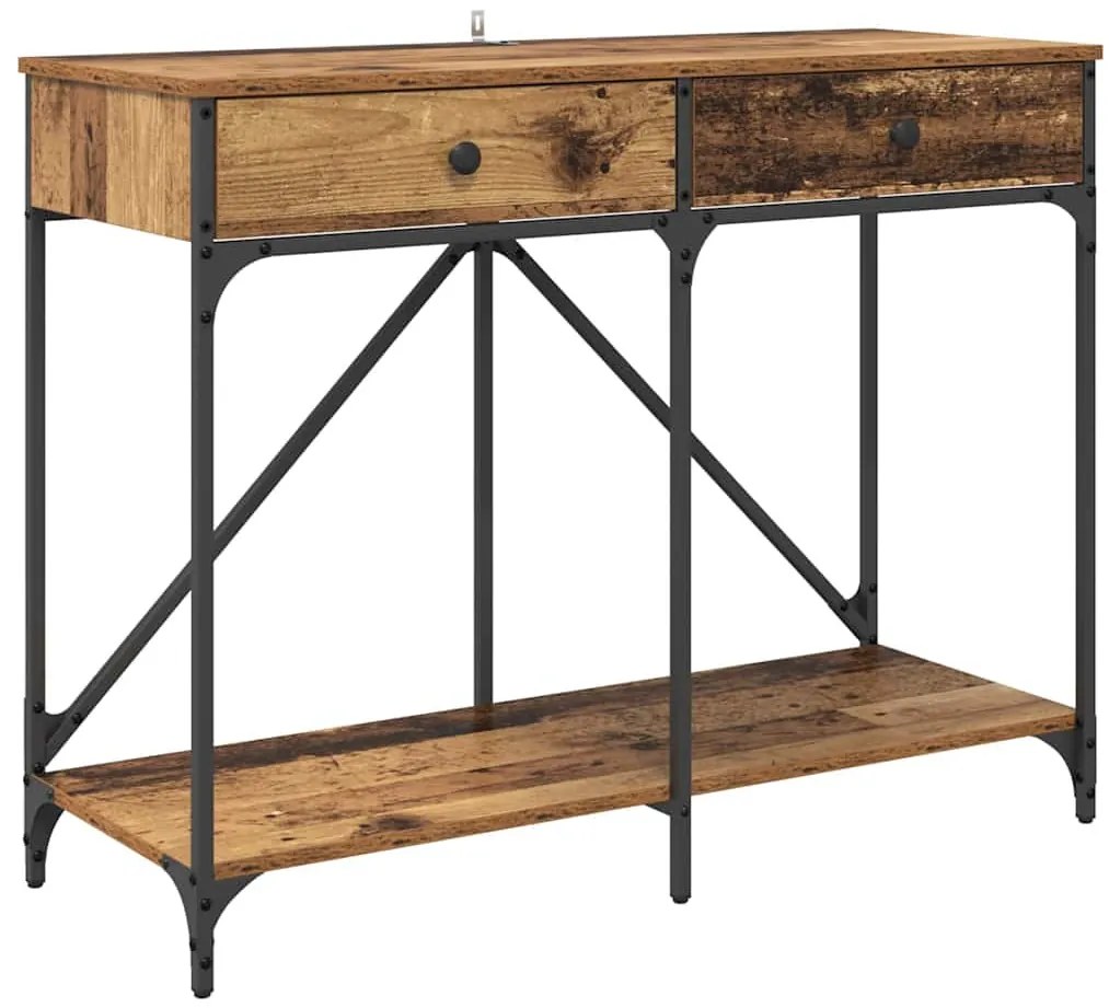 Konzolasztal fiókkal Öreg fa 100 x 39 x 78,5 cm Faanyag