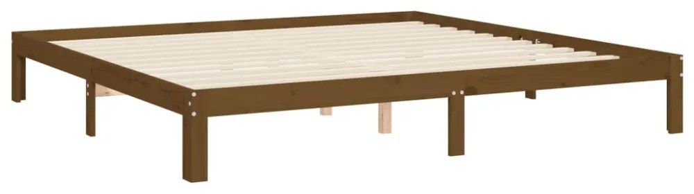 mézbarna tömör fa ágykeret fejtámlával 200 x 200 cm