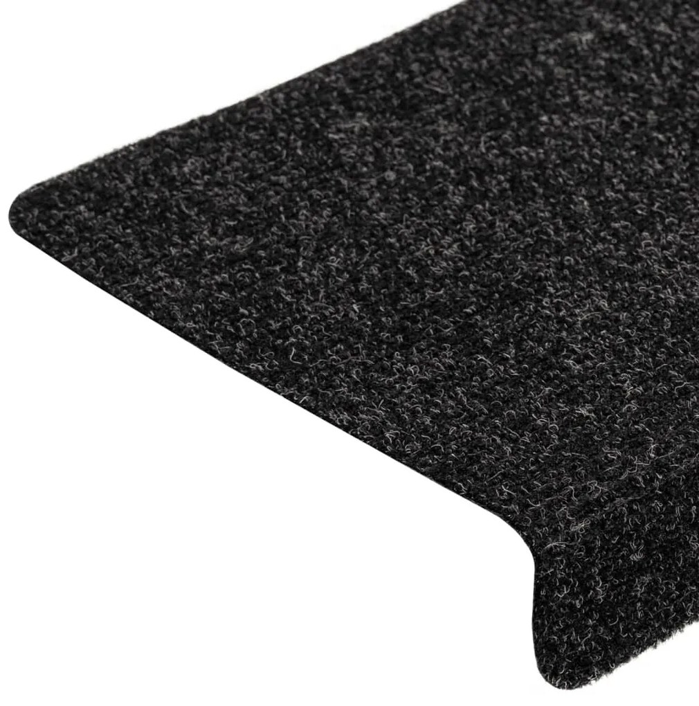 5 db fekete tűlyukasztott lépcsőszőnyeg 65x21x4 cm
