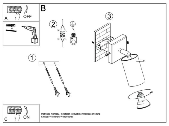 Sollux SL.0091 - Fali spotlámpa RING 1xGU10/10W/230V fekete