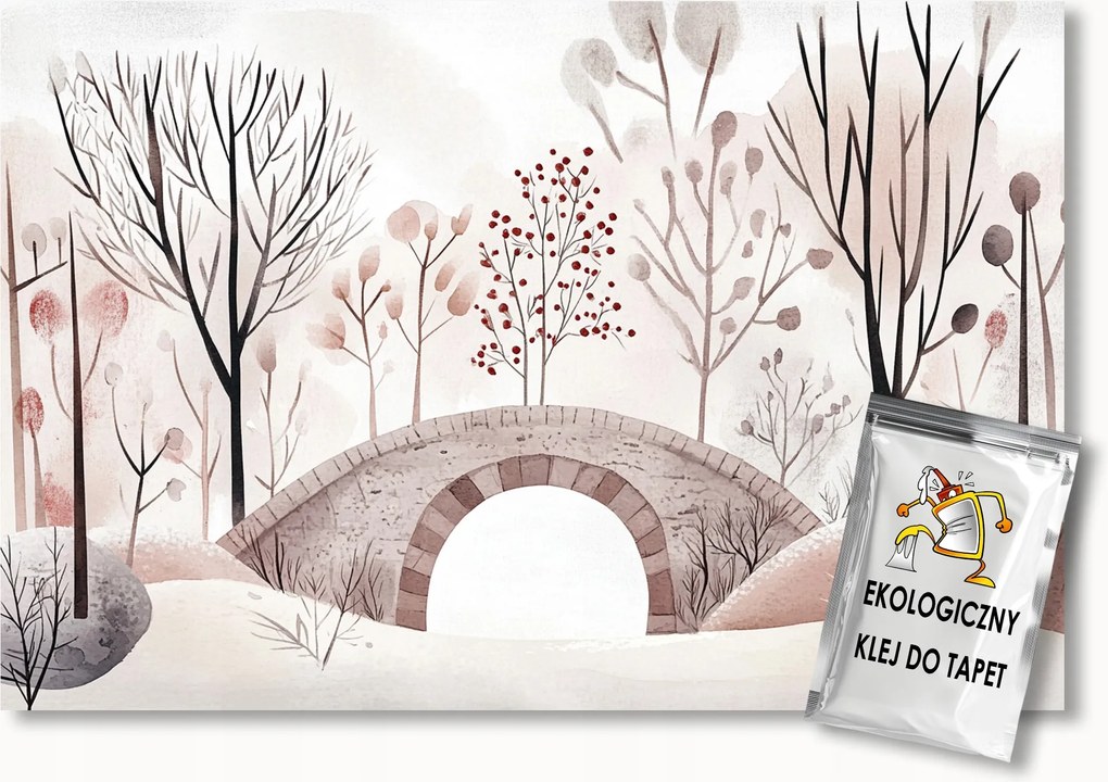 Fotótapéta Flizelina Gyerekek Séta Park Bokrok Fák Híd 150x105 ragasztó