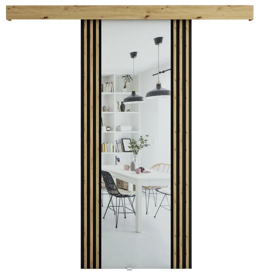 Tolóajtó 90 cm Myles I (artisan tölgy + matt fekete). 1043556
